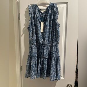 💙 Blue floral summer mini dress with cinched waist NWT